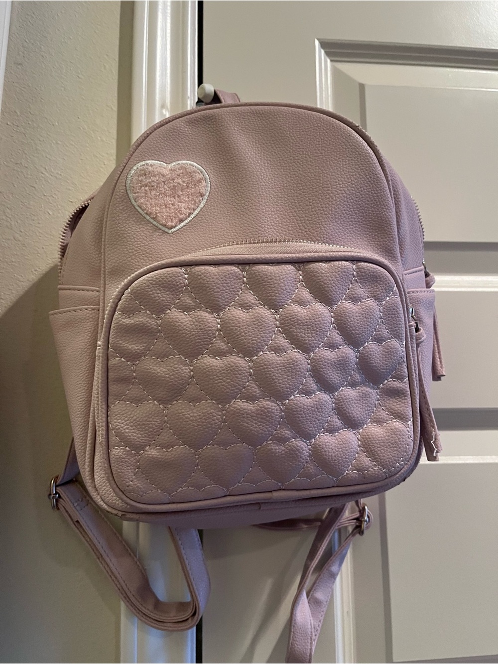 Cute Pink Quilted Heart Kids Backpack